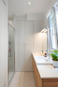 Cuisine transformée en salle de bains